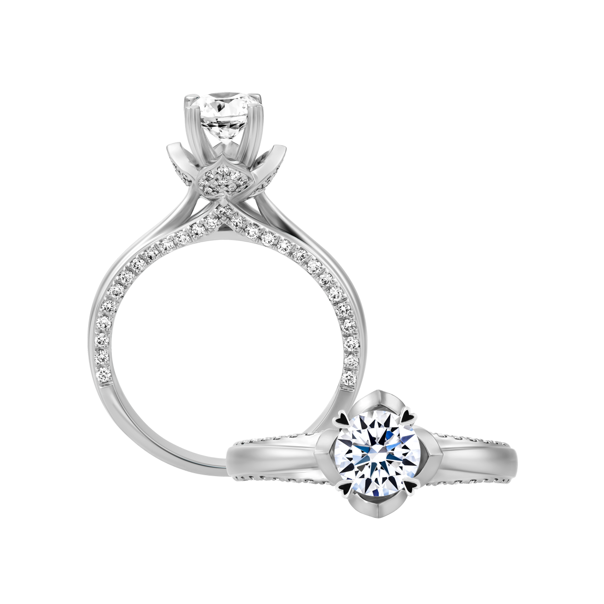 Ổ nhẫn nữ kim cương tấm vàng 14K Esteem 5C