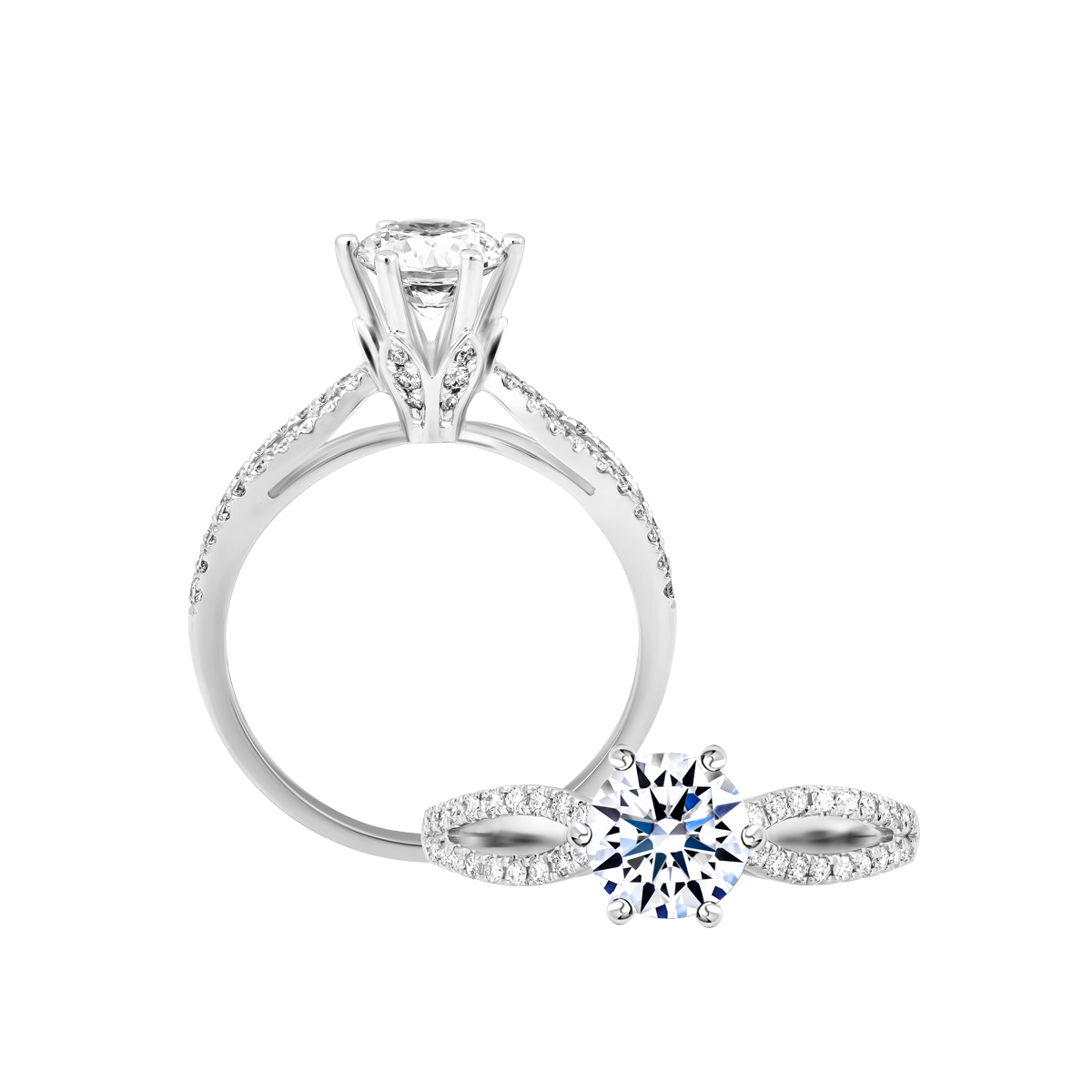 Ổ nhẫn nữ kim cương tấm vàng 14K Glowing 1CT