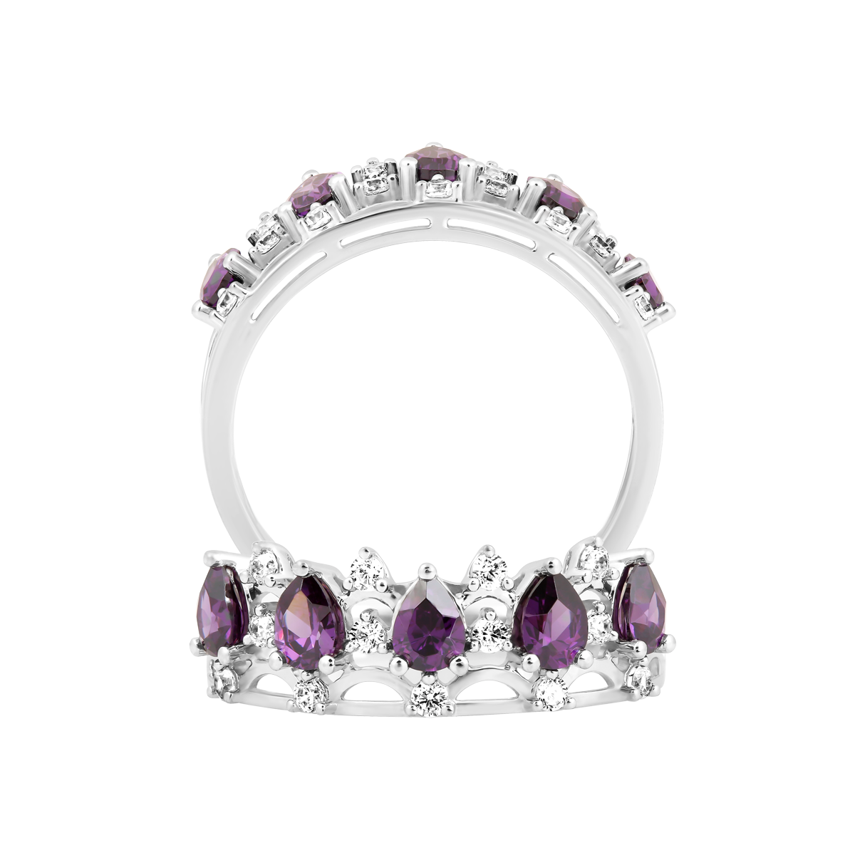 Nhẫn nữ đính đá màu Amethyst vàng 14K Encanto S.AME
