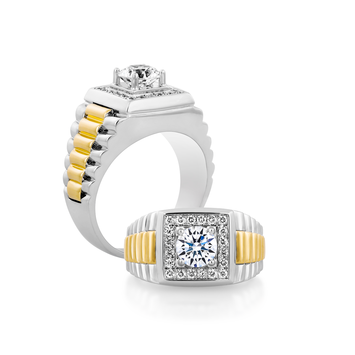 Ổ nhẫn nam kim cương tấm vàng 14K Authentic 5C WY