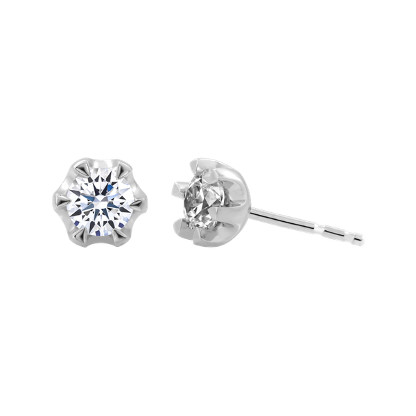 Hoa tai kim cương viên vàng 14K Love flower GIA 3C