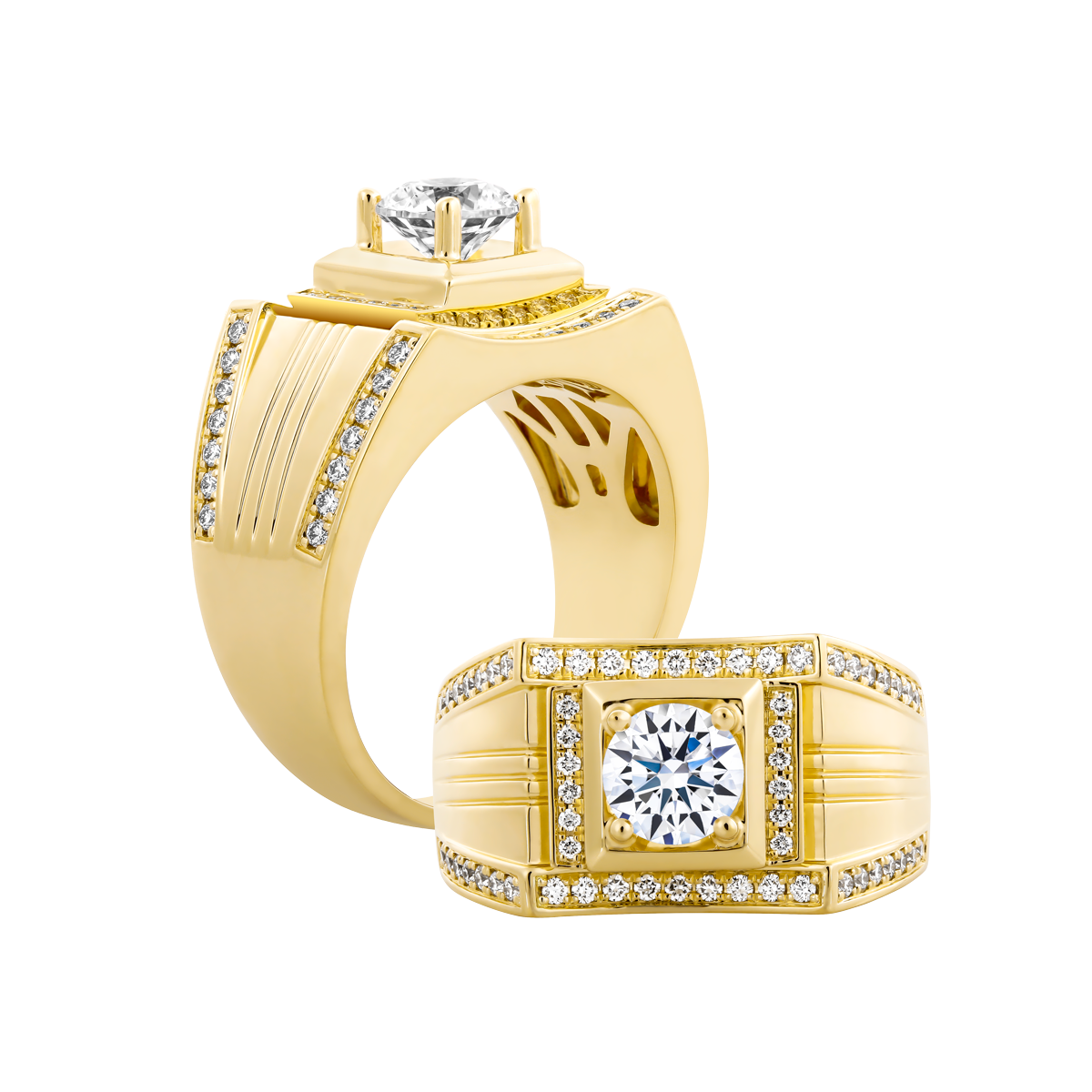 Nhẫn nam kim cương tấm vàng 14K RX450 1CT Y