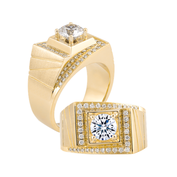 Nhẫn nam kim cương tấm vàng 14K R8 2CT Y