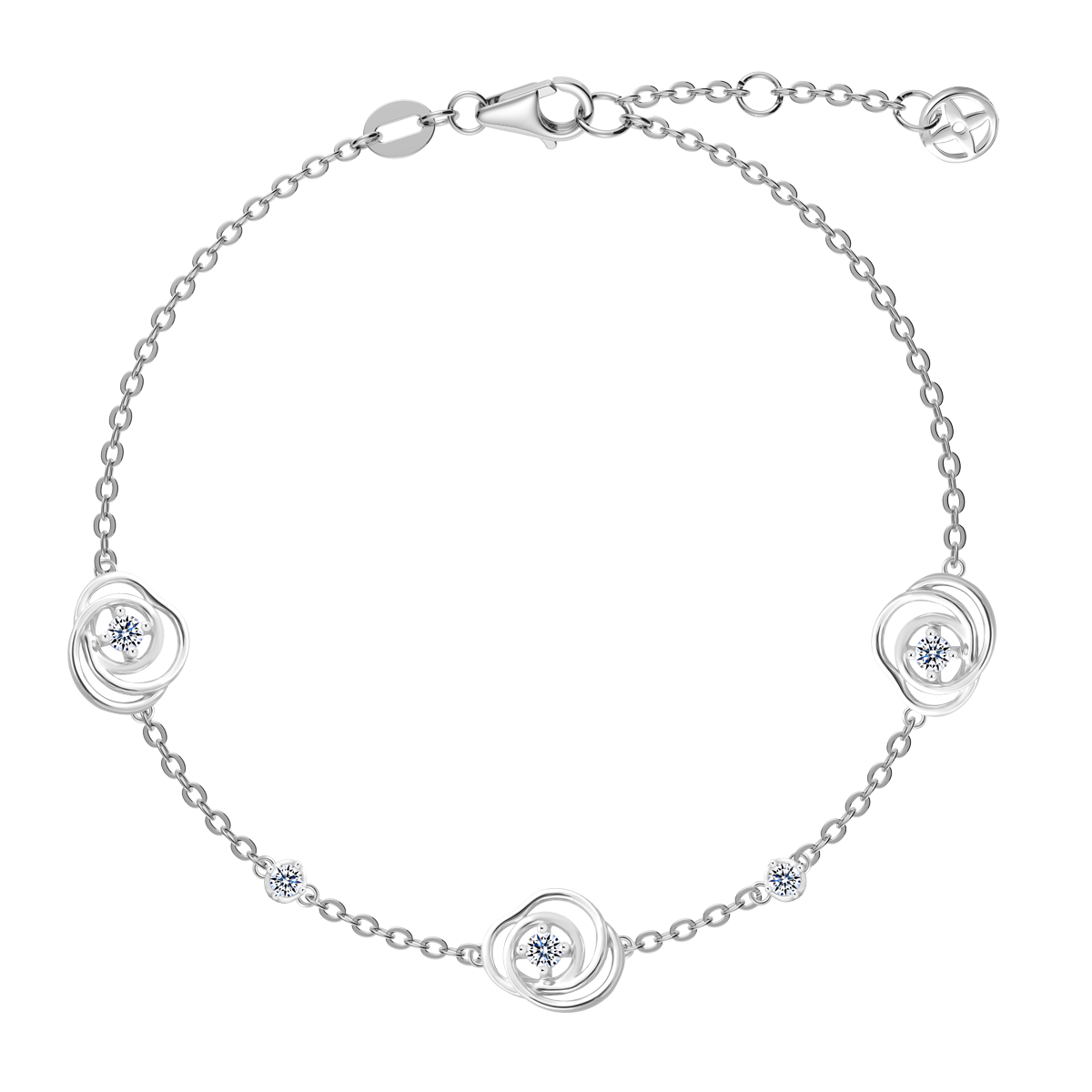 Dây tay kim cương viên vàng 14K Rosette