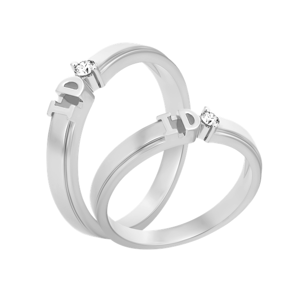 Nhẫn cưới nam kim cương viên vàng 14K I do M