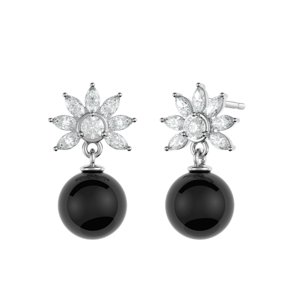 Hoa tai đính đá Onyx vàng 10K Lighting Ony