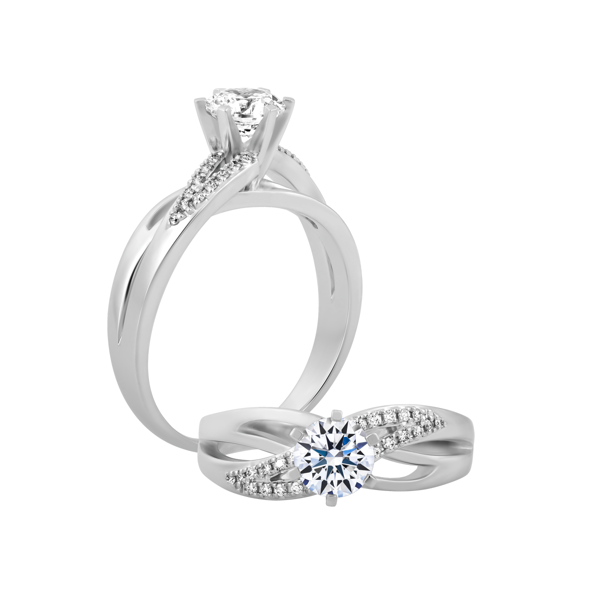 Ổ nhẫn nữ kim cương tấm vàng 14K Chamfer 1CT