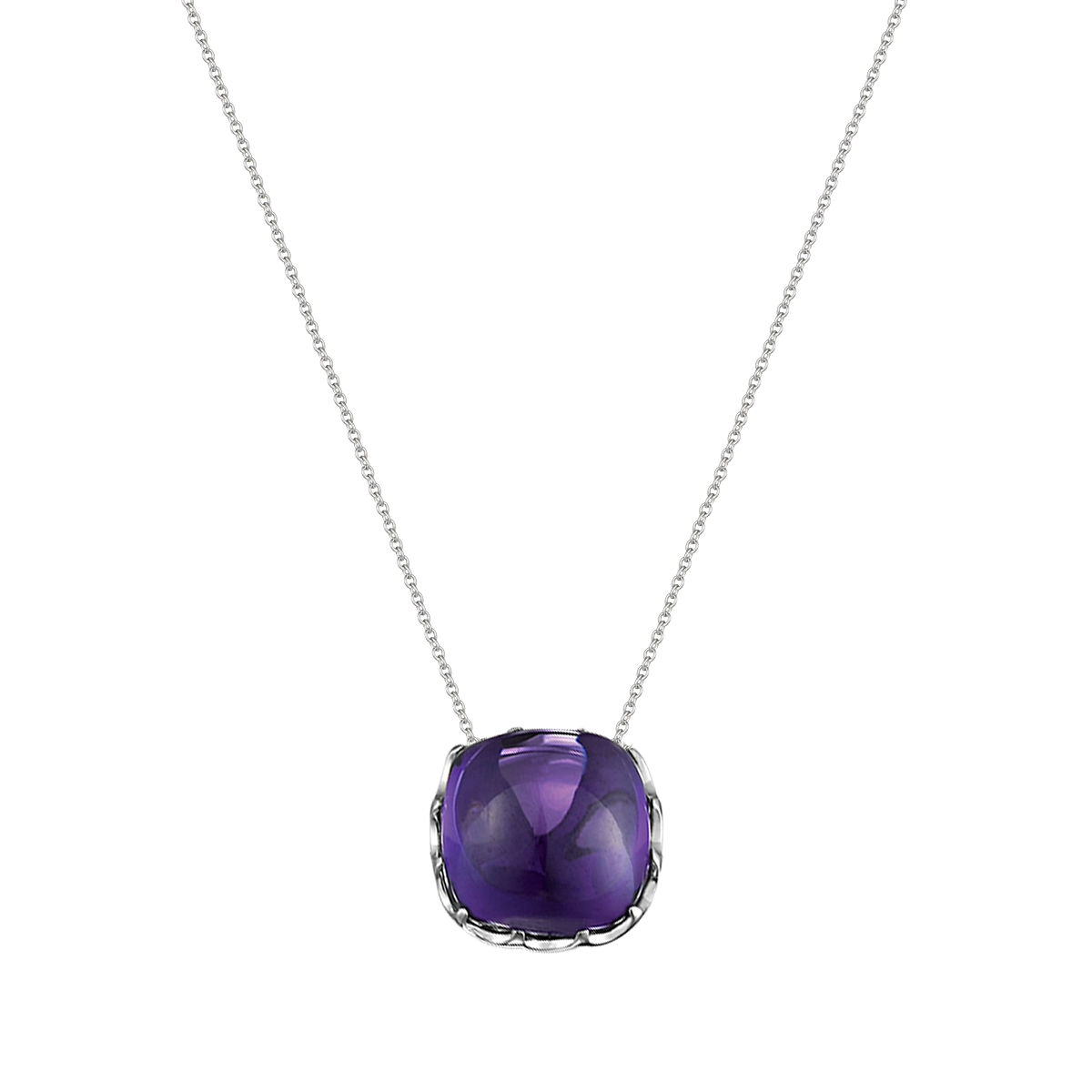 Dây liền mặt đính đá màu Amethyst vàng 14K Candie S.Ame