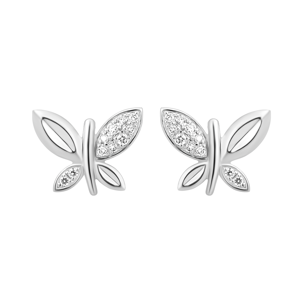 Hoa tai kim cương viên vàng 14K Tenderly