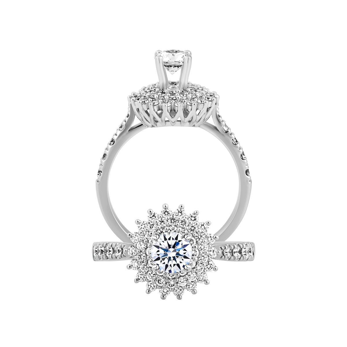 Ổ nhẫn nữ kim cương tấm vàng 14K Camomia 3C