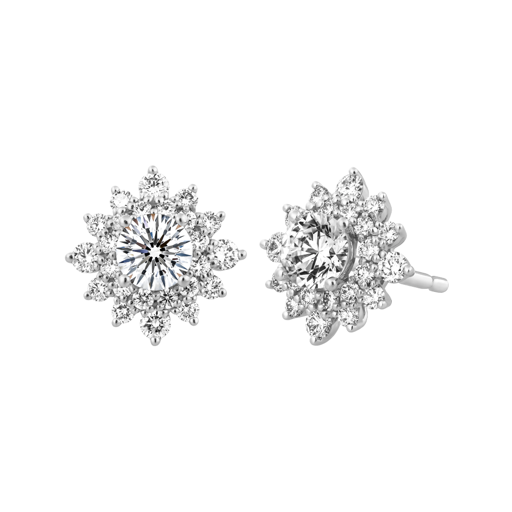 Hoa tai kim cương viên vàng 14K Batool N GIA 3C