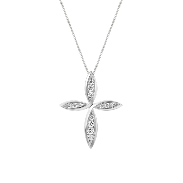 Mặt đính đá CZ vàng 14K Cross flower N