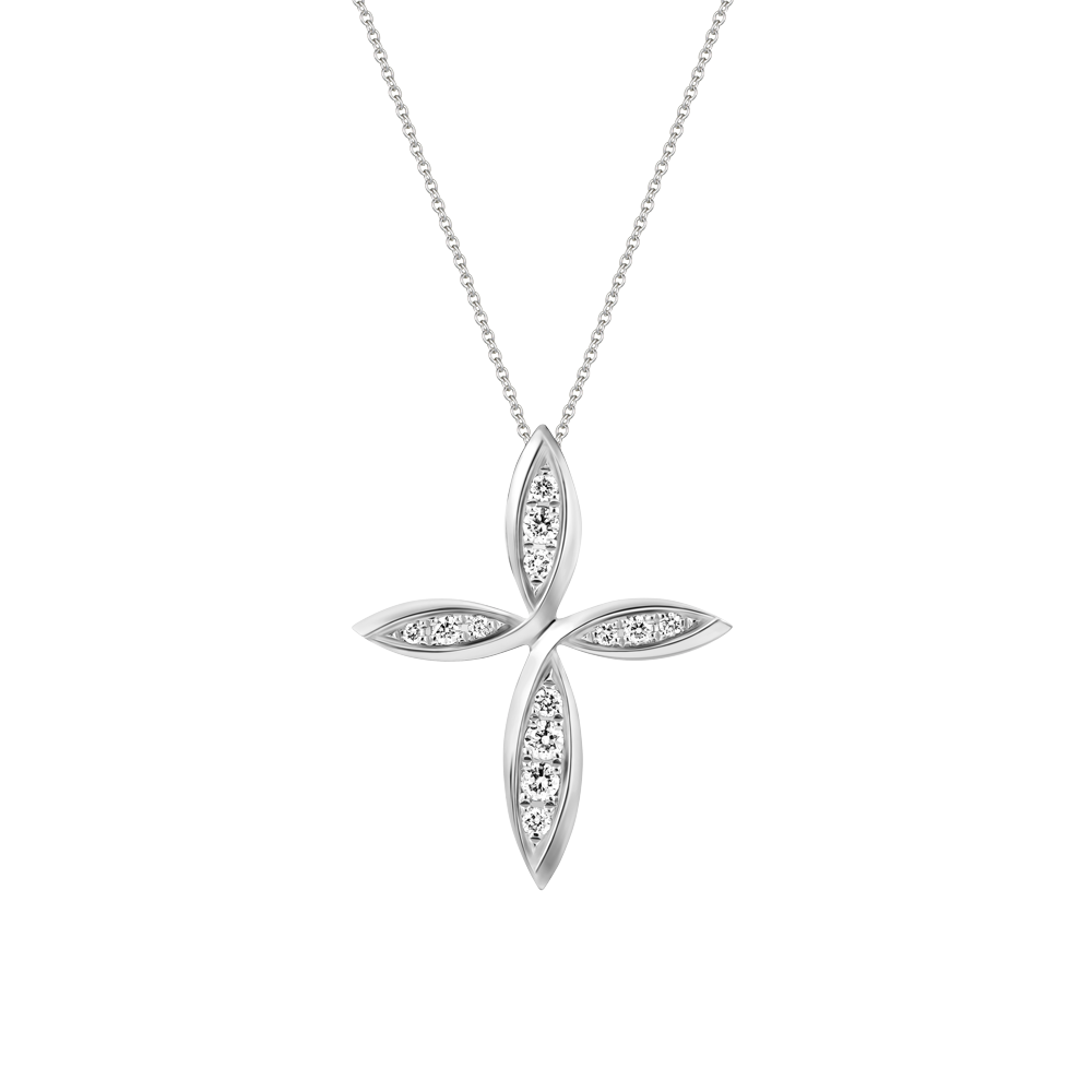 Mặt đính đá CZ vàng 14K Cross flower N