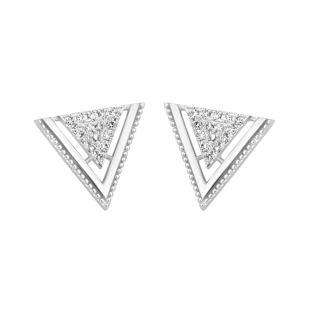 Hoa tai kim cương viên vàng 14K Petity