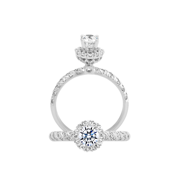 Ổ nhẫn nữ kim cương tấm vàng 14K Sparkling 3C