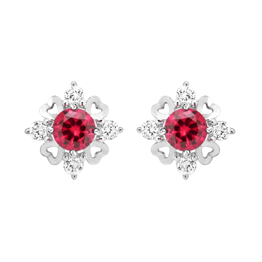 Hoa tai đính đá màu Ruby vàng 14K Edition S.RUB