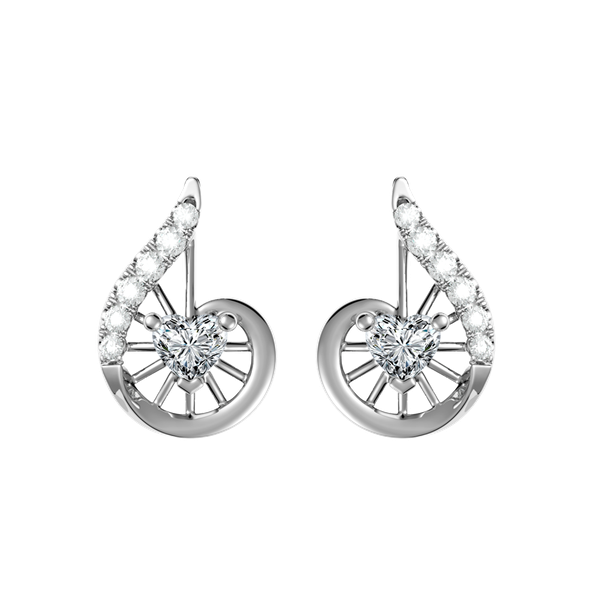 Hoa tai đính đá CZ vàng 10K Heartshell HR