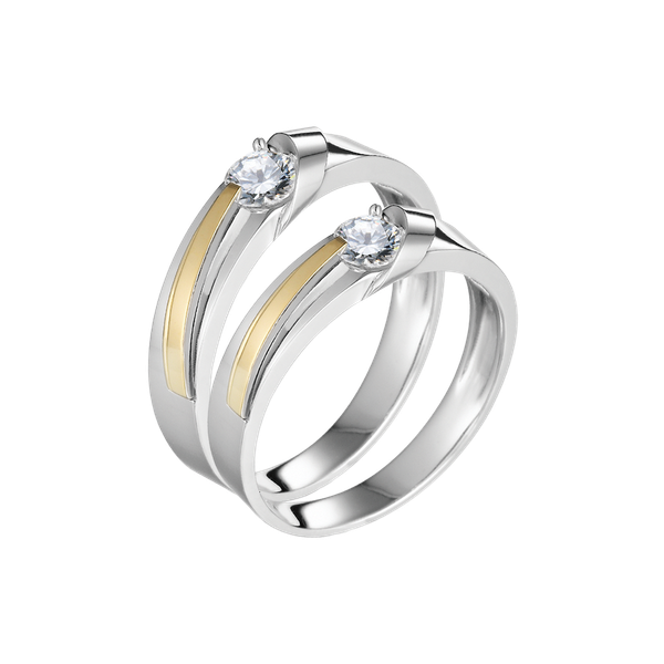 Nhẫn cưới nam đính đá CZ vàng 14K Bleeper N2C M