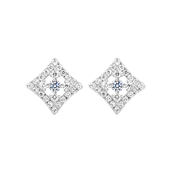 Hoa tai kim cương viên vàng 14K Cinthy