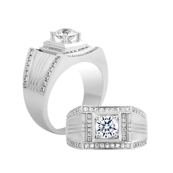 Nhẫn nam kim cương tấm vàng 14K RX450 1CT W