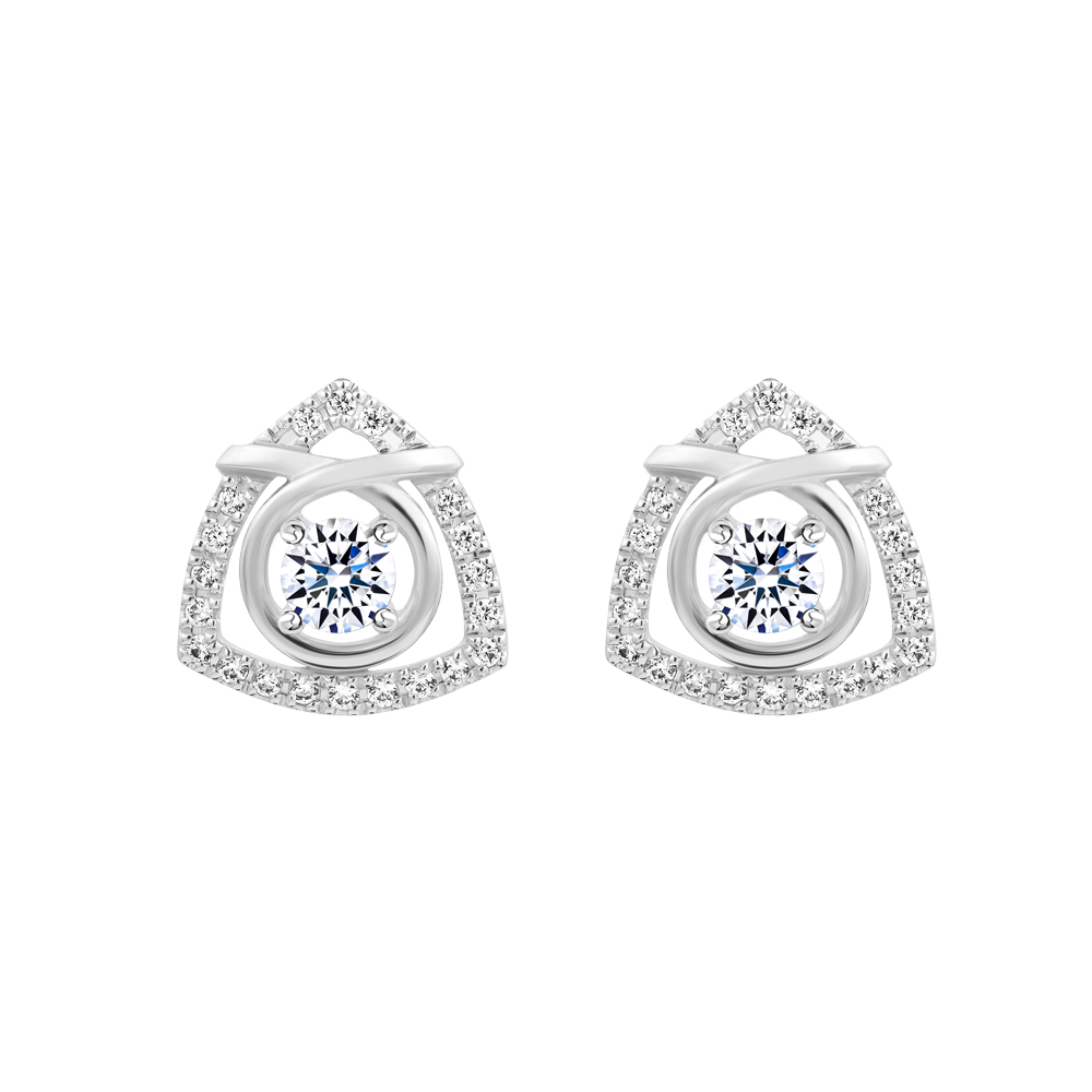 Hoa tai đính đá CZ vàng 18K Lyric 2C