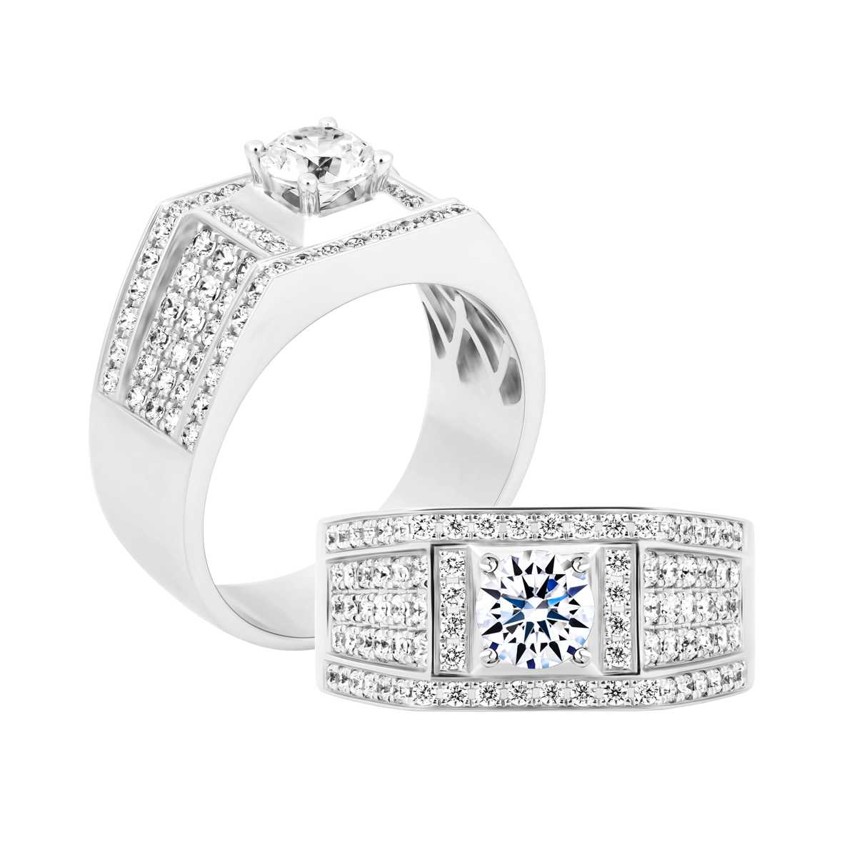 Nhẫn nam kim cương tấm vàng 14K Valkyrie 5C W