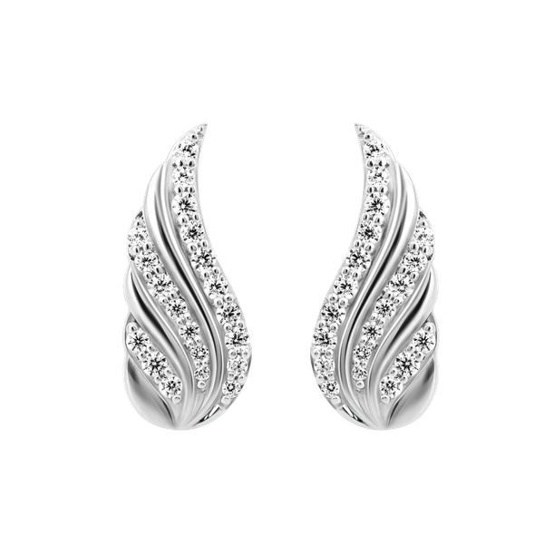 Hoa tai kim cương viên vàng 14K Swans