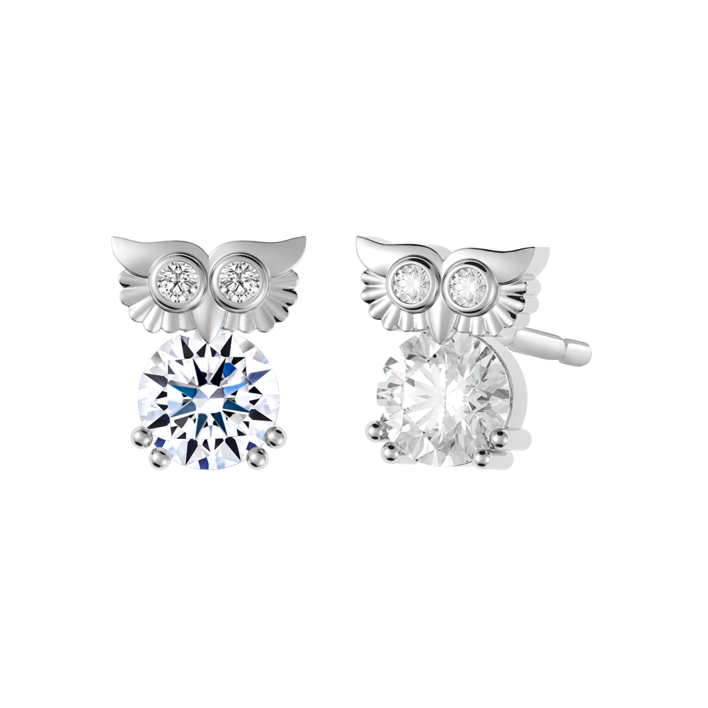 Hoa tai đính đá CZ vàng 10K Owly 5C