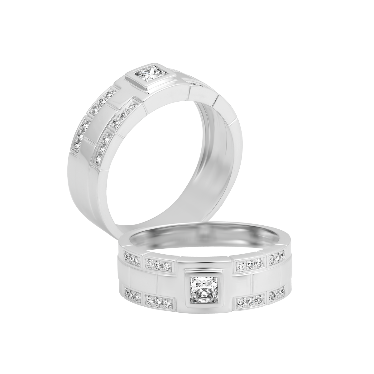 Nhẫn nam đính đá CZ vàng 14K Manful PR W