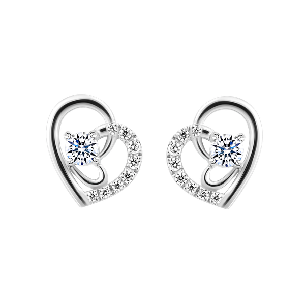 Hoa tai đính đá CZ vàng 14K Shined 1C