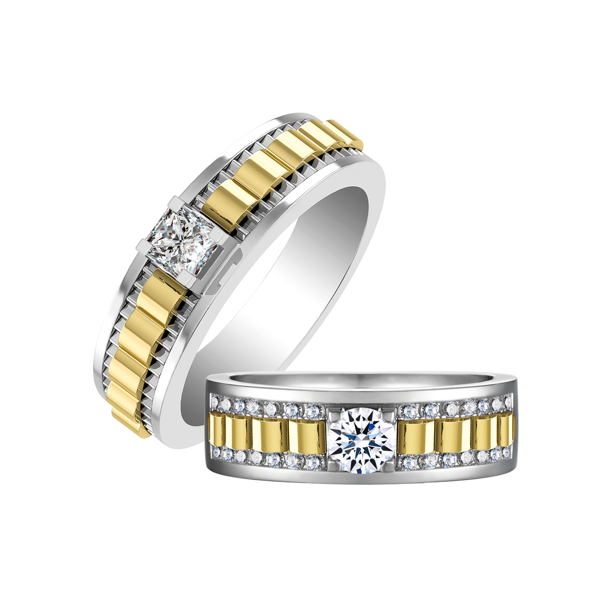 Nhẫn cưới nữ kim cương viên vàng 14K Yakin RD1C F