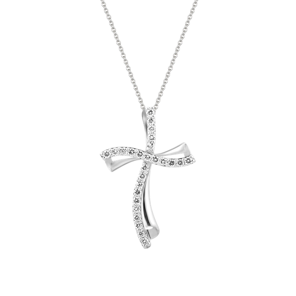 Mặt đính đá CZ vàng 14K Shading Cross