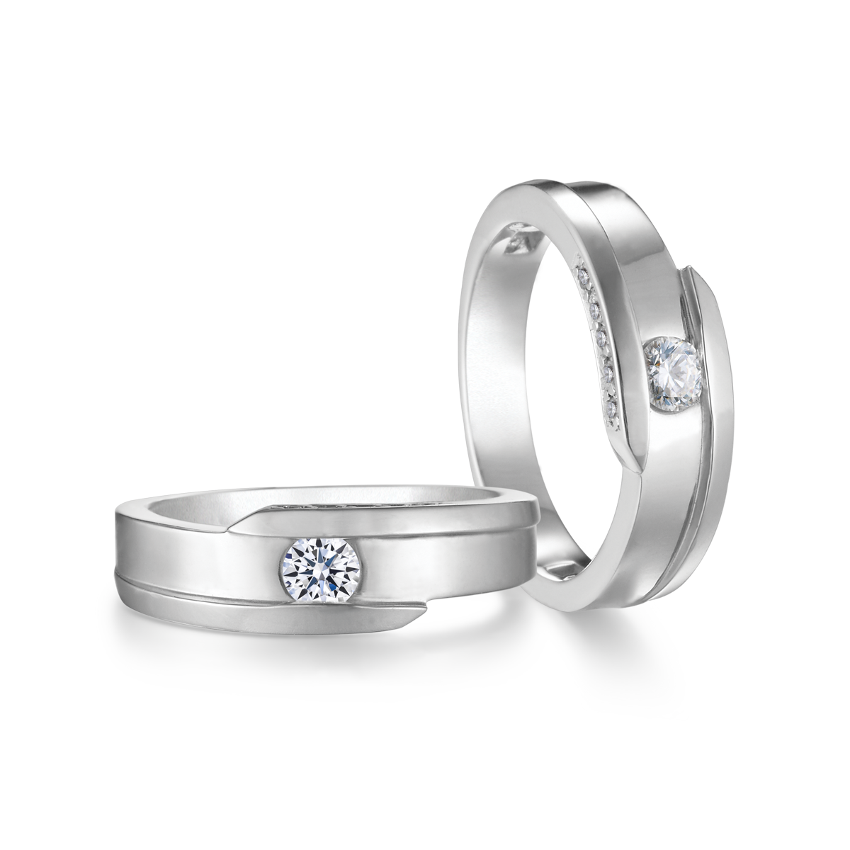 Nhẫn cưới nam kim cương tấm vàng 14K Danky 2C M
