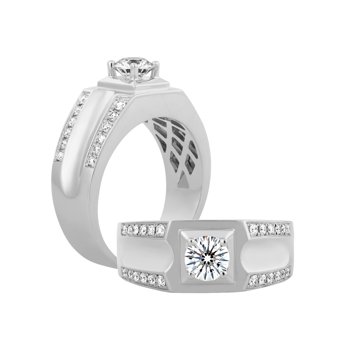 Ổ nhẫn nam kim cương tấm vàng 14K Martines 5C W