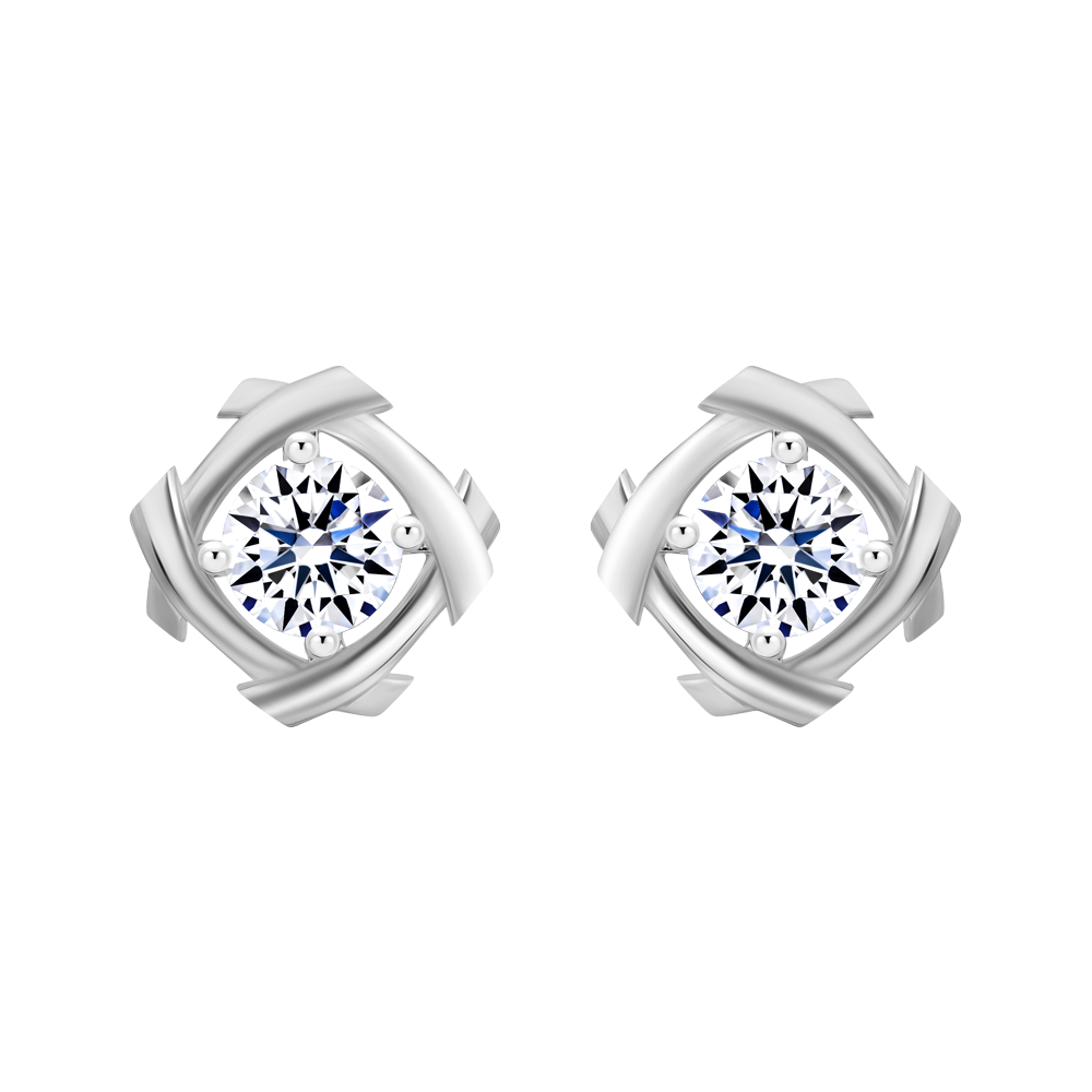 Hoa tai kim cương viên vàng 14K Fullnest GIA 3C GVER0111713