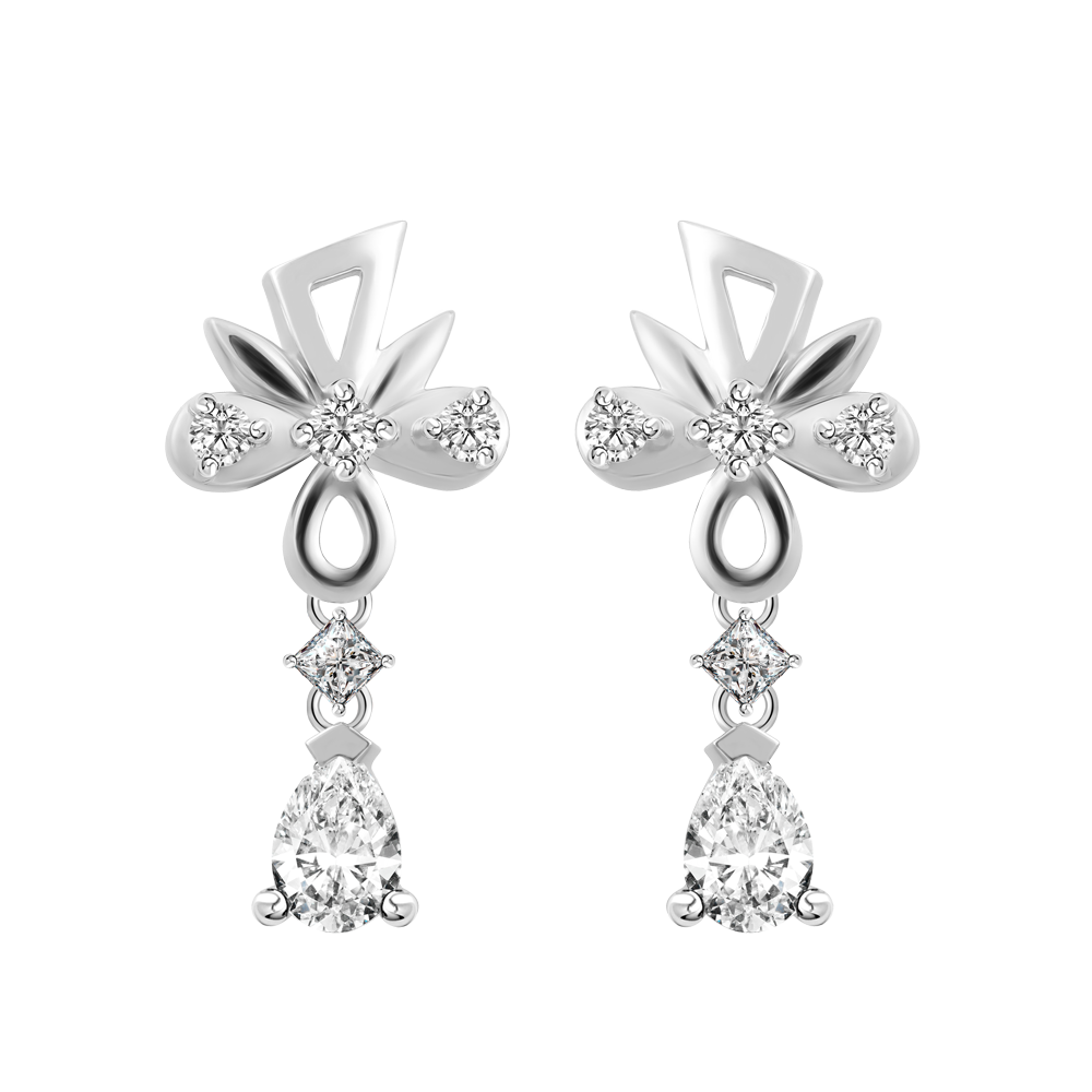 Hoa tai đính đá CZ vàng 14K Solitary