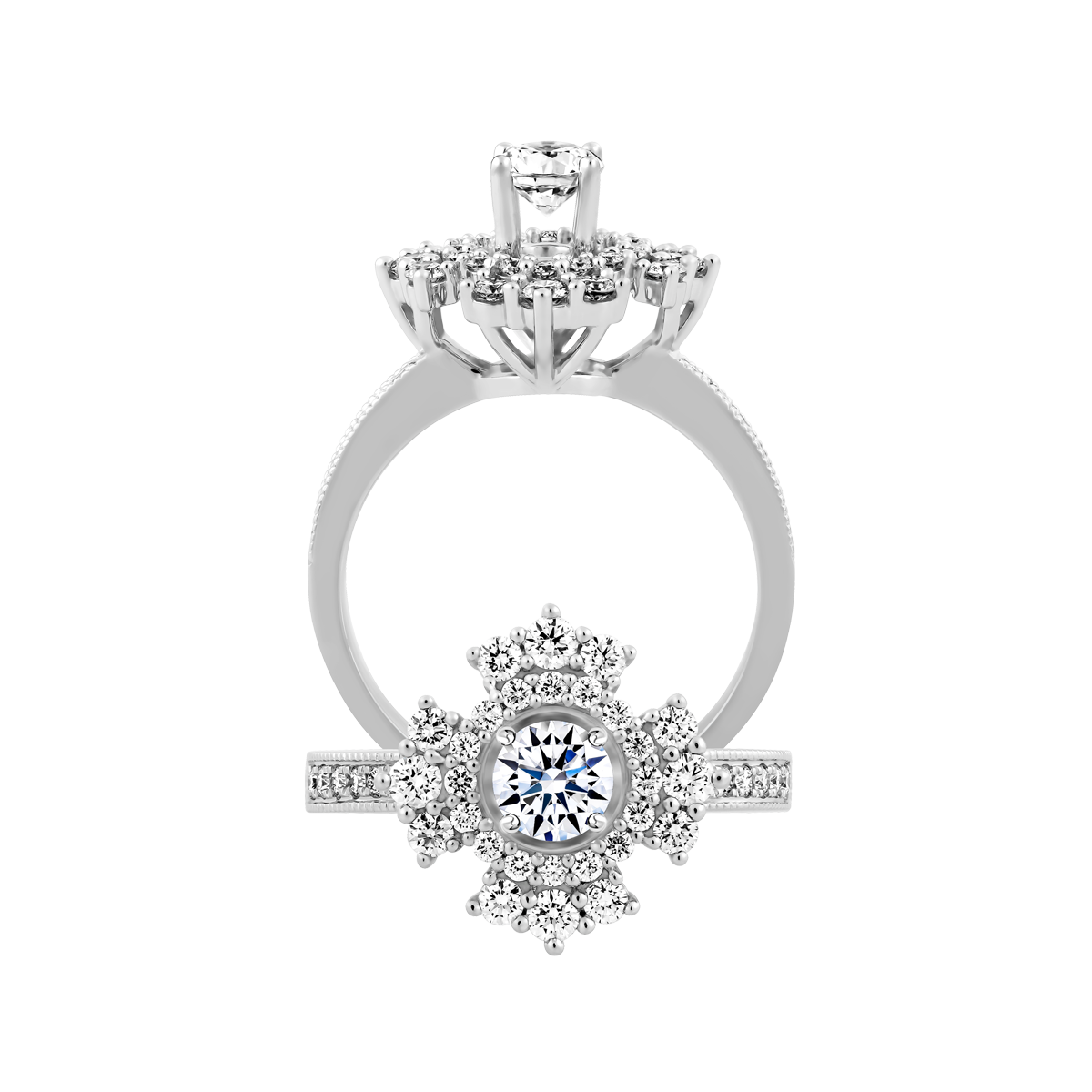 Nhẫn nữ kim cương 8 Hearts & Arrows vàng 14K Karina N H&A 2C GVRG0249590