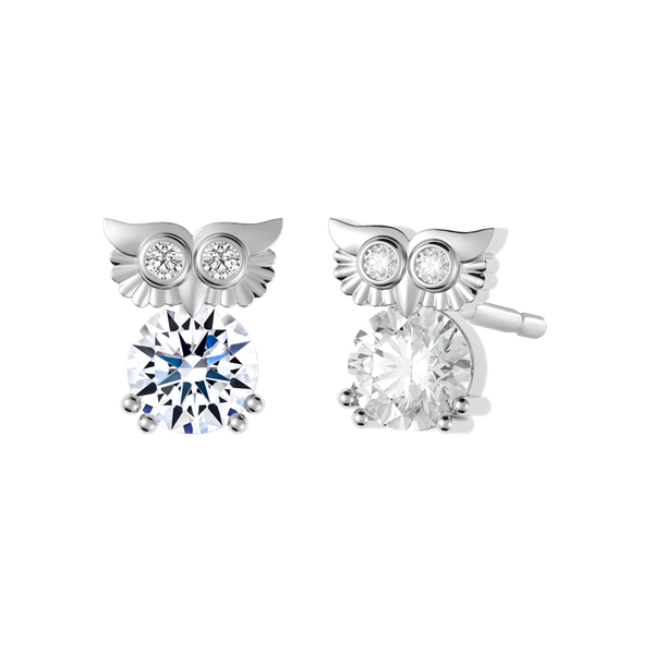 Hoa tai đính đá CZ vàng 10K Owly 5C