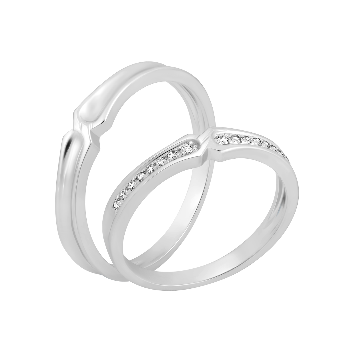 Nhẫn cưới nữ kim cương viên vàng 14K Virtues F