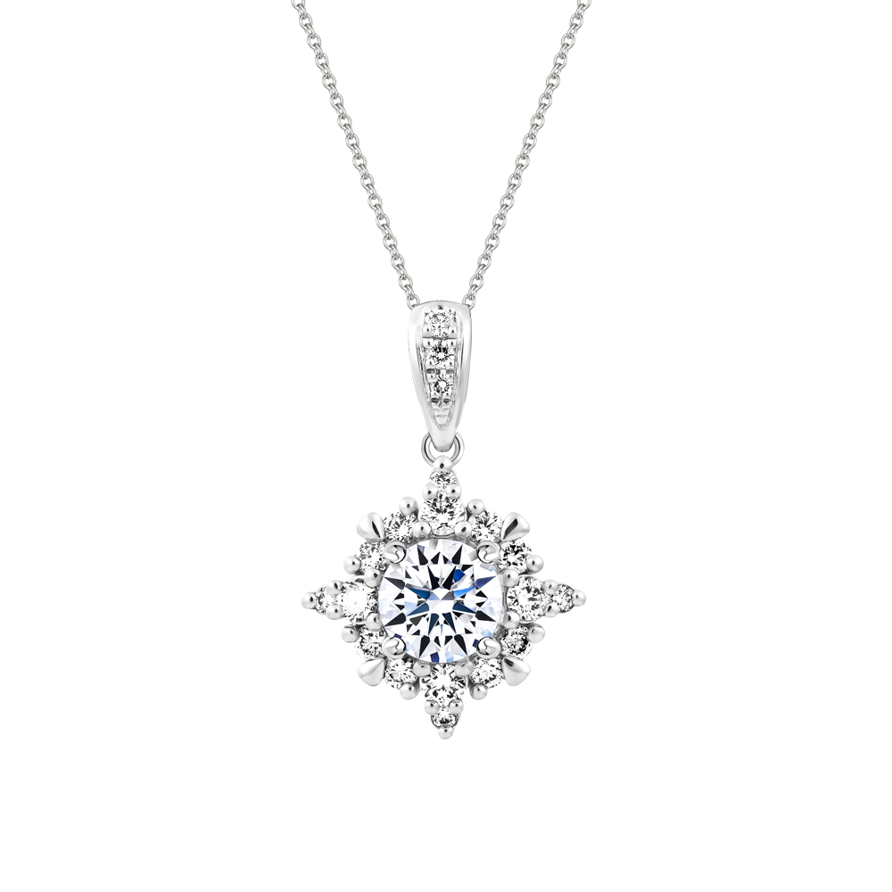 Mặt kim cương 8 Hearts & Arrows vàng 14K Glare H&A 3C