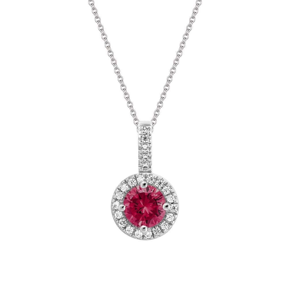 Mặt đính đá màu Ruby vàng 10K Waddle RD S.RUB