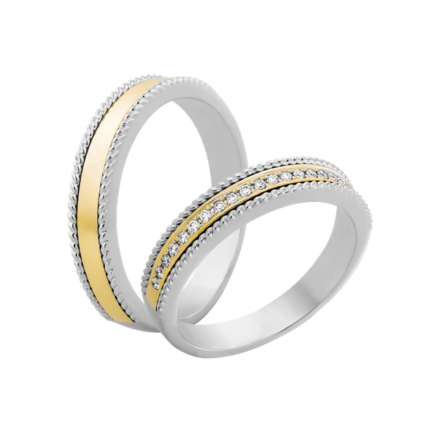 Nhẫn cưới nữ kim cương viên vàng 14K Edita F