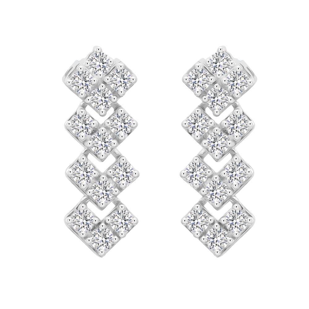 Hoa tai kim cương viên vàng 14K Fancially TD