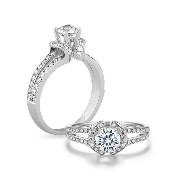 Nhẫn nữ kim cương tấm vàng 14K Daedal N 3C