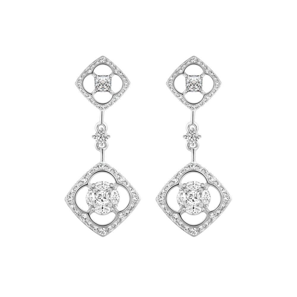 Hoa tai đính đá CZ vàng 14K Cherry NL