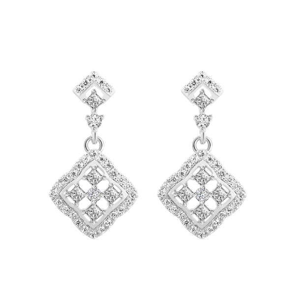 Hoa tai đính đá CZ vàng 18K Cheering