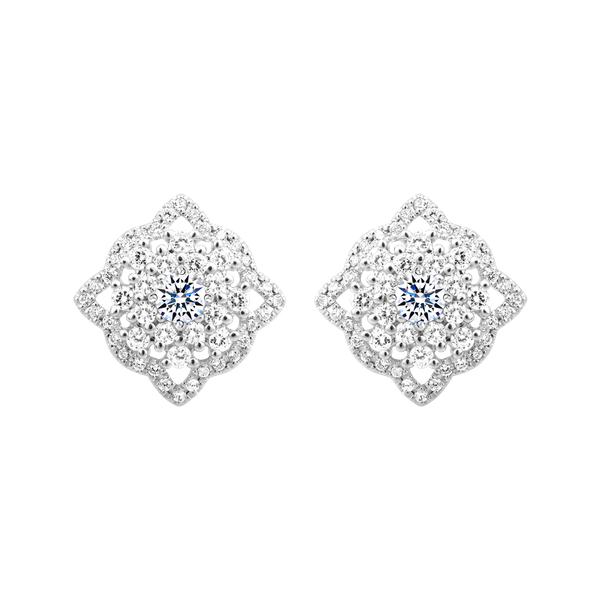 Hoa tai đính đá CZ vàng 18K Sando