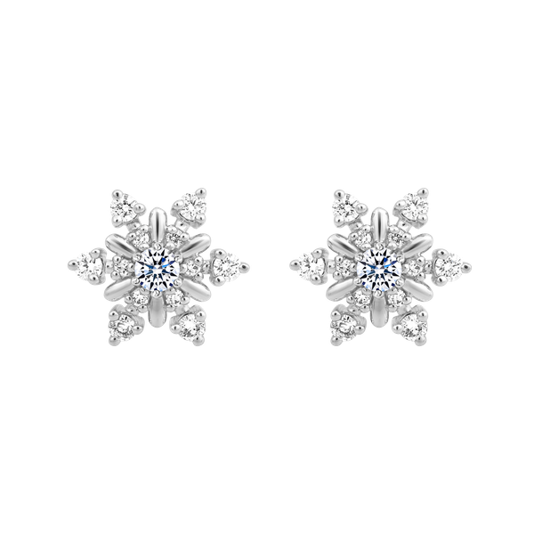 Hoa tai đính đá CZ vàng 18K Constell