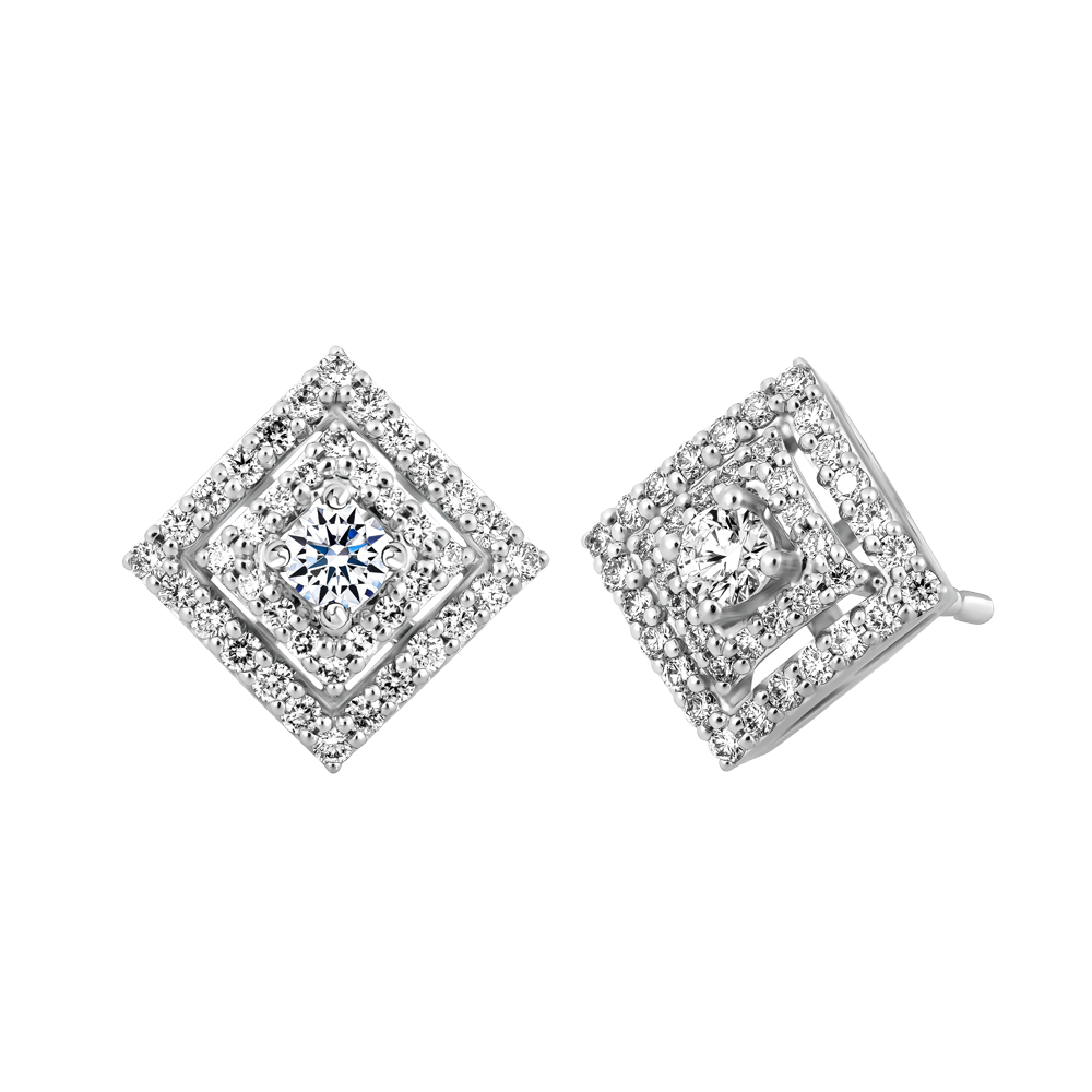 Hoa tai kim cương vàng 14K Setting 9p