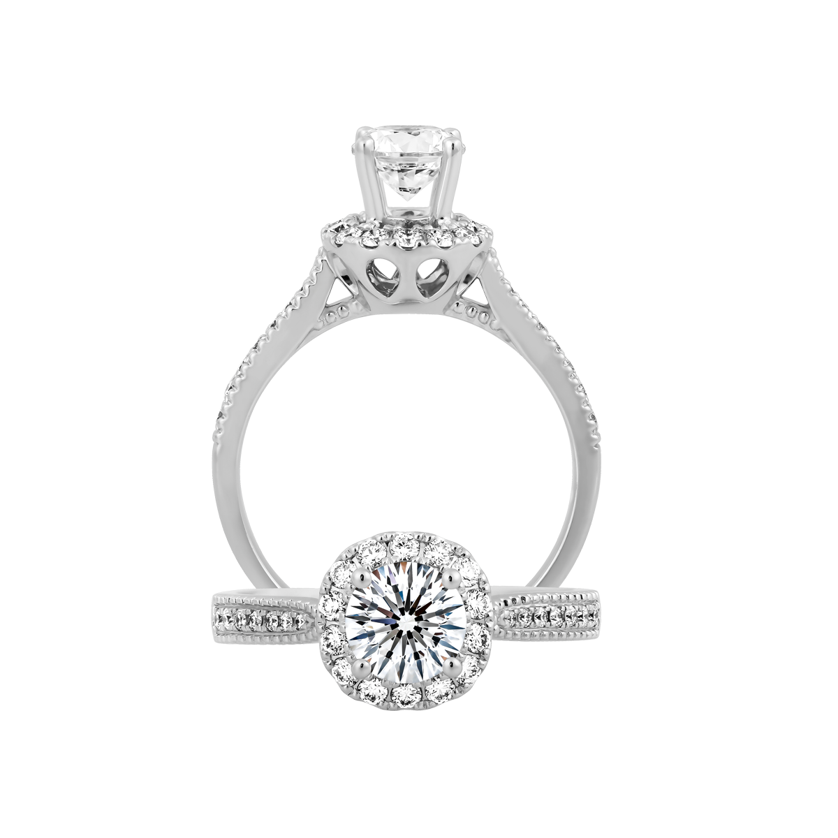 Nhẫn nữ kim cương 8 Hearts & Arrows vàng 14K Favor H&A 3C